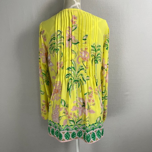 LILY PULITZER‎ Blouse Womens Size Large Long Sleeve Yellow Pink Marilina Tunic - Picture 10 of 10